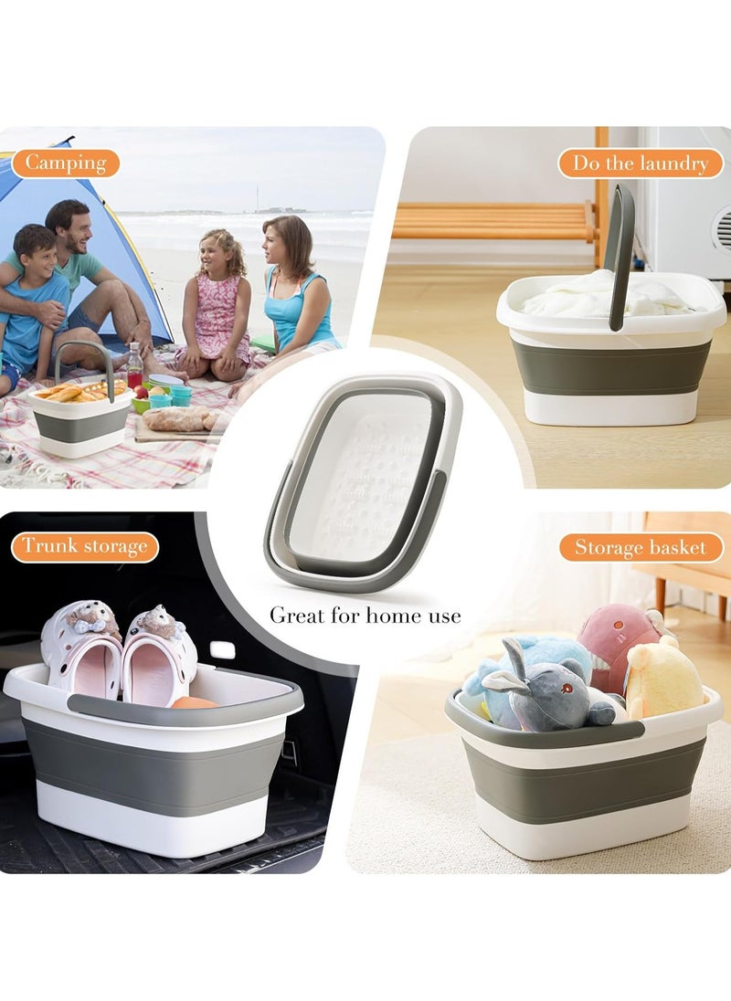 Collapsible Foot Soak Tub, Foot Bath Basin with Massage Acupoint, Pedicure Foot Spa, Multifunction Plastic Bucket with Handle (Grey)