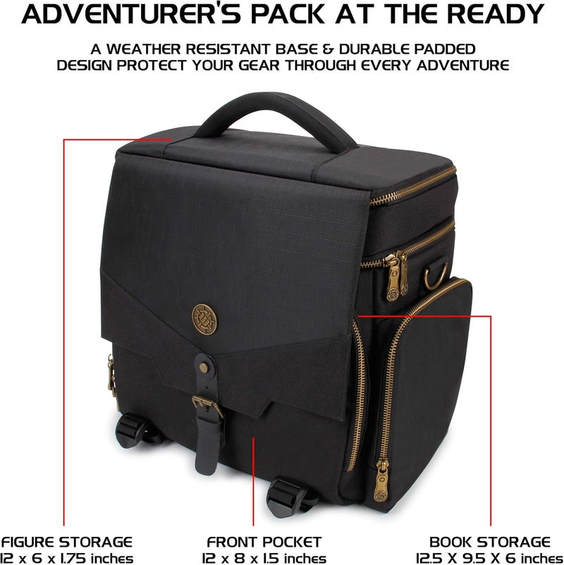 ENHANCE Tabletop DnD Bag - RPG Adventurer's Dungeons and Dragons Accessories Bag with Miniatures Storage, Mat Holder, DnD Dice & Token Pockets, Fits 4-8 Books, DM's Guide, Player's Handbook (Black) - Image 2