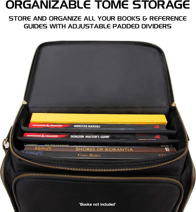 ENHANCE Tabletop DnD Bag - RPG Adventurer's Dungeons and Dragons Accessories Bag with Miniatures Storage, Mat Holder, DnD Dice & Token Pockets, Fits 4-8 Books, DM's Guide, Player's Handbook (Black) - Image 5