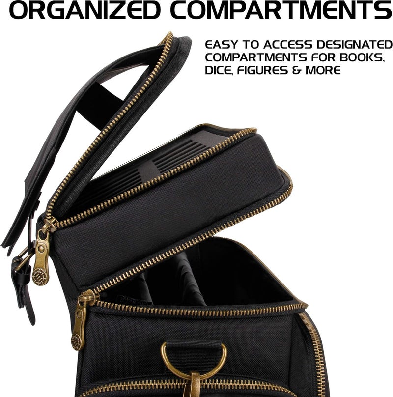 ENHANCE Tabletop DnD Bag - RPG Adventurer's Dungeons and Dragons Accessories Bag with Miniatures Storage, Mat Holder, DnD Dice & Token Pockets, Fits 4-8 Books, DM's Guide, Player's Handbook (Black) - Image 3