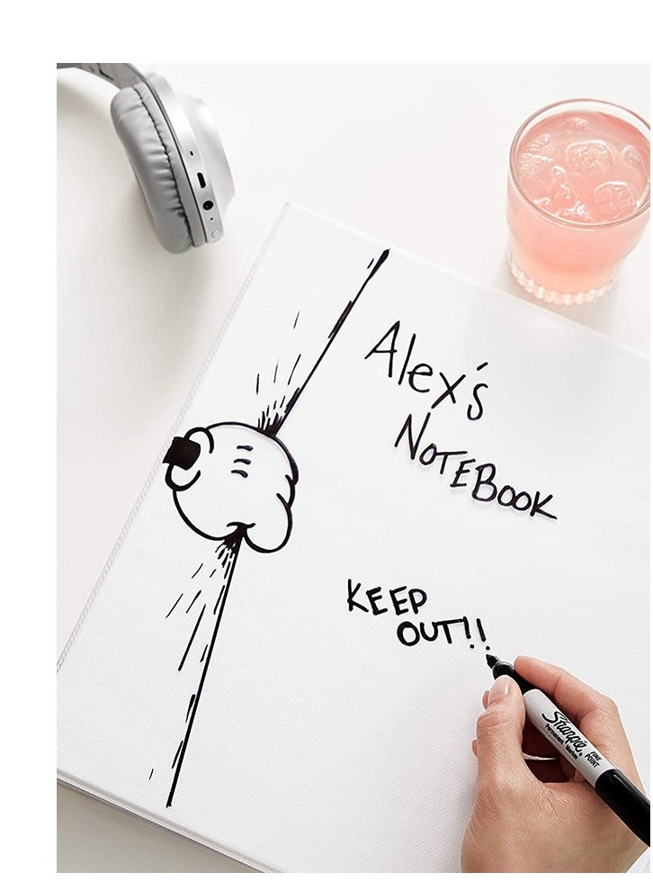 شاربي قلم تحديد دائم مكون من 4 قطع أبيض/أسود - Image 2