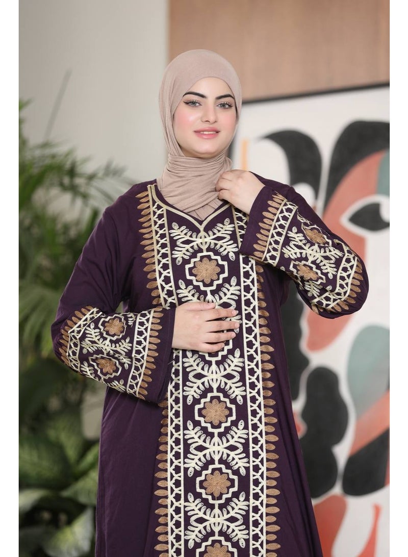 عباية حريمي قطن مراسي مستورد بتطريز راقي - Image 2