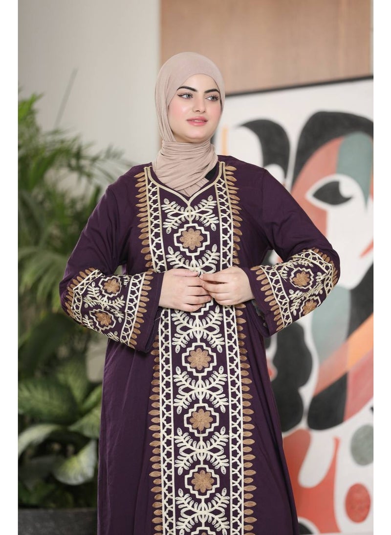 عباية حريمي قطن مراسي مستورد بتطريز راقي - Image 3