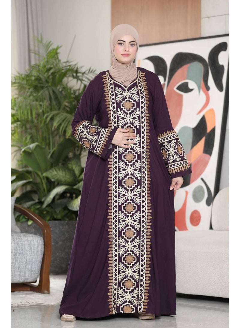 عباية حريمي قطن مراسي مستورد بتطريز راقي - Image 4