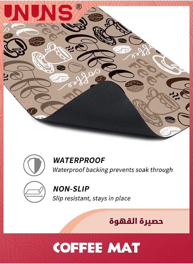 UNUNS - Coffee Mat,Fit Under Coffee Maker Espresso Machine Mat,Hide Stain Absorbent Rubber Backed Quick Drying Mat,40x50cm - Image 1