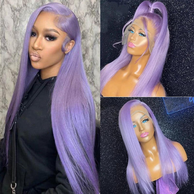 ORIGEN Purple Lace Front Wigs with Baby Hair for Black Women Human Hair Pre Plucked Straight Colored 13x4 Lace Frontal Glueless Wig 30 Inch 180 Density - Image 2