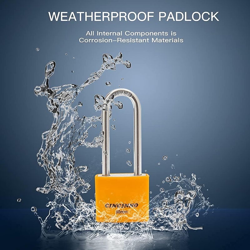 CINCINNO 1-3/16 in. Small Aluminum Key Lock，Keyed Alike Padlocks with Long Shackle for School Gym Locker, Toolbox,12 Pack - Image 5