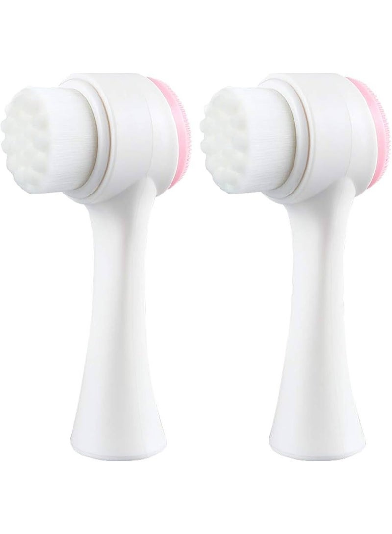 Silicone Facial Cleansing Brush Double Side Facial Cleansing Brush Vibration Massage Facial Wash Skin Care Multi-Color DFBM9 - Image 1