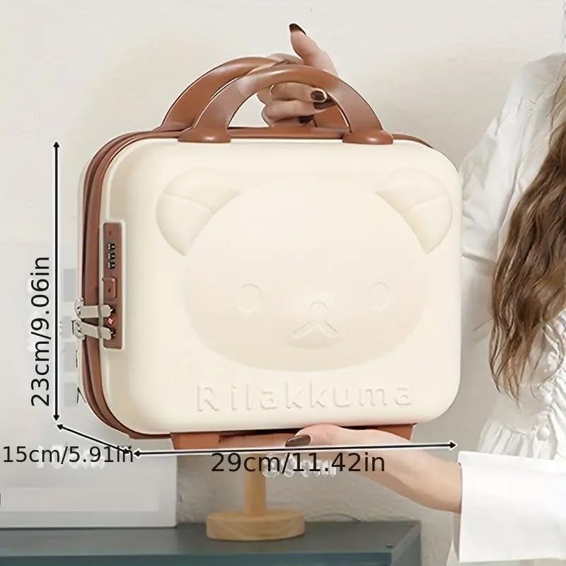 SUNBEET Mini Hard Shell Hard Travel Luggage Makeup Case Small Portable Carrying Case Suitcase Organizer Makeup Storage Box for Women (T-Cream) - Image 5
