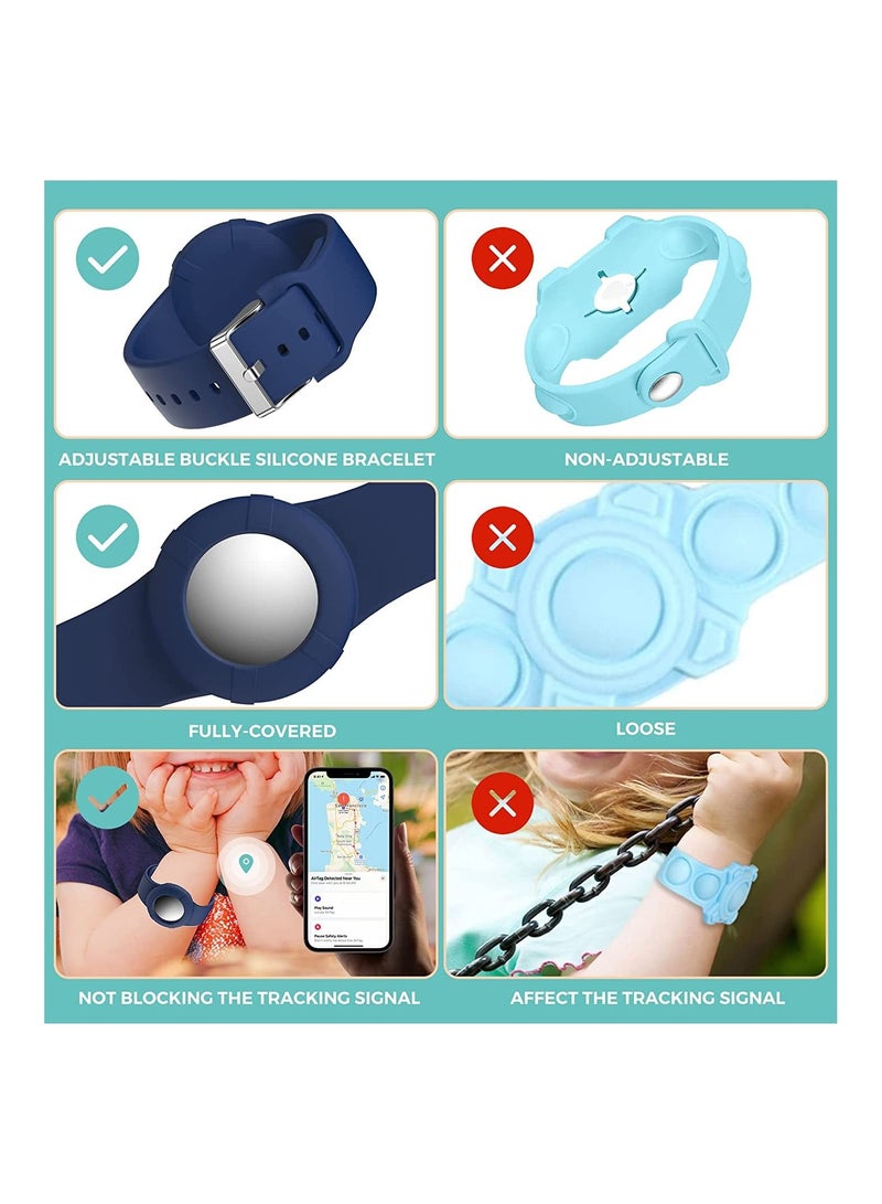 Y&D Airtag Wristbands for Kids, SYOSI Soft Silicone Bracelet Lightweight, Waterproof Band Compatible with Apple Watch Children and Toddler, 2 Pcs (Black & Navy Blue) - Image 5