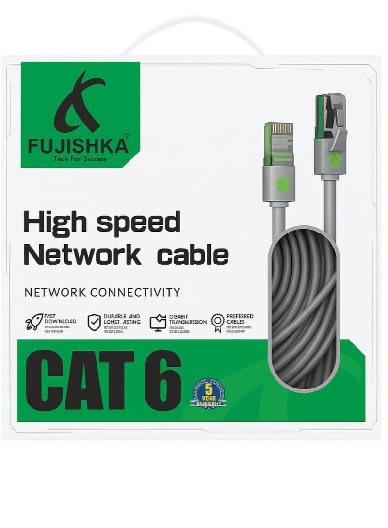 FUJISHKA CAT6 Ethernet Cable – 50 Meters, Silver Gray, 24AWG, Core 83, High-Speed UTP LAN Cable with RJ45 Connectors for Router, Switch, PC - Image 1