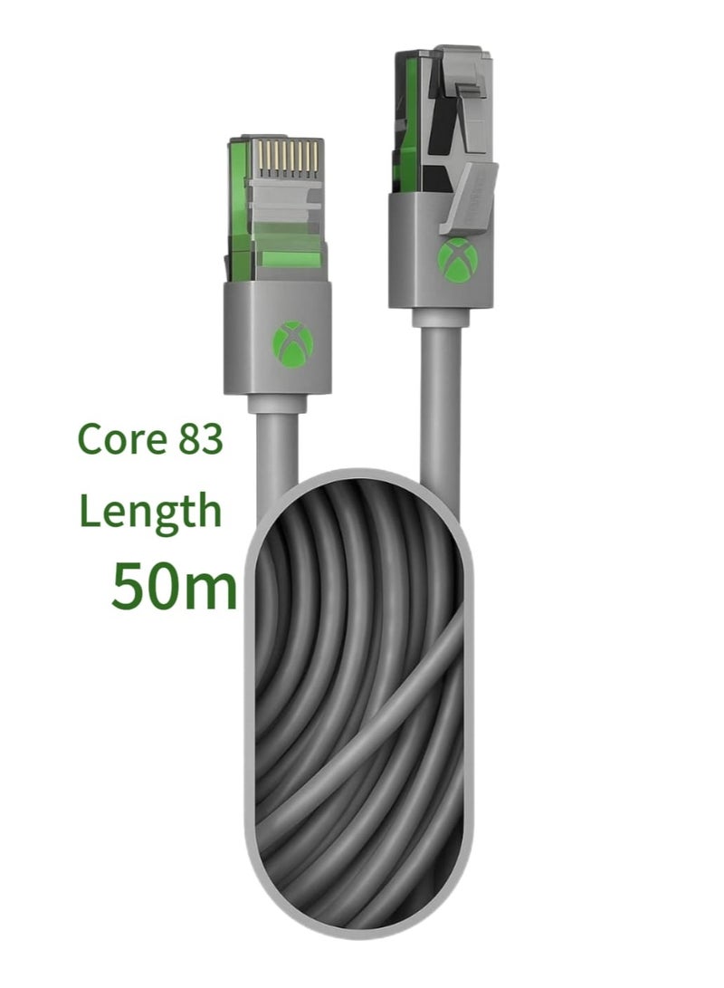 FUJISHKA CAT6 Ethernet Cable – 50 Meters, Silver Gray, 24AWG, Core 83, High-Speed UTP LAN Cable with RJ45 Connectors for Router, Switch, PC - Image 2