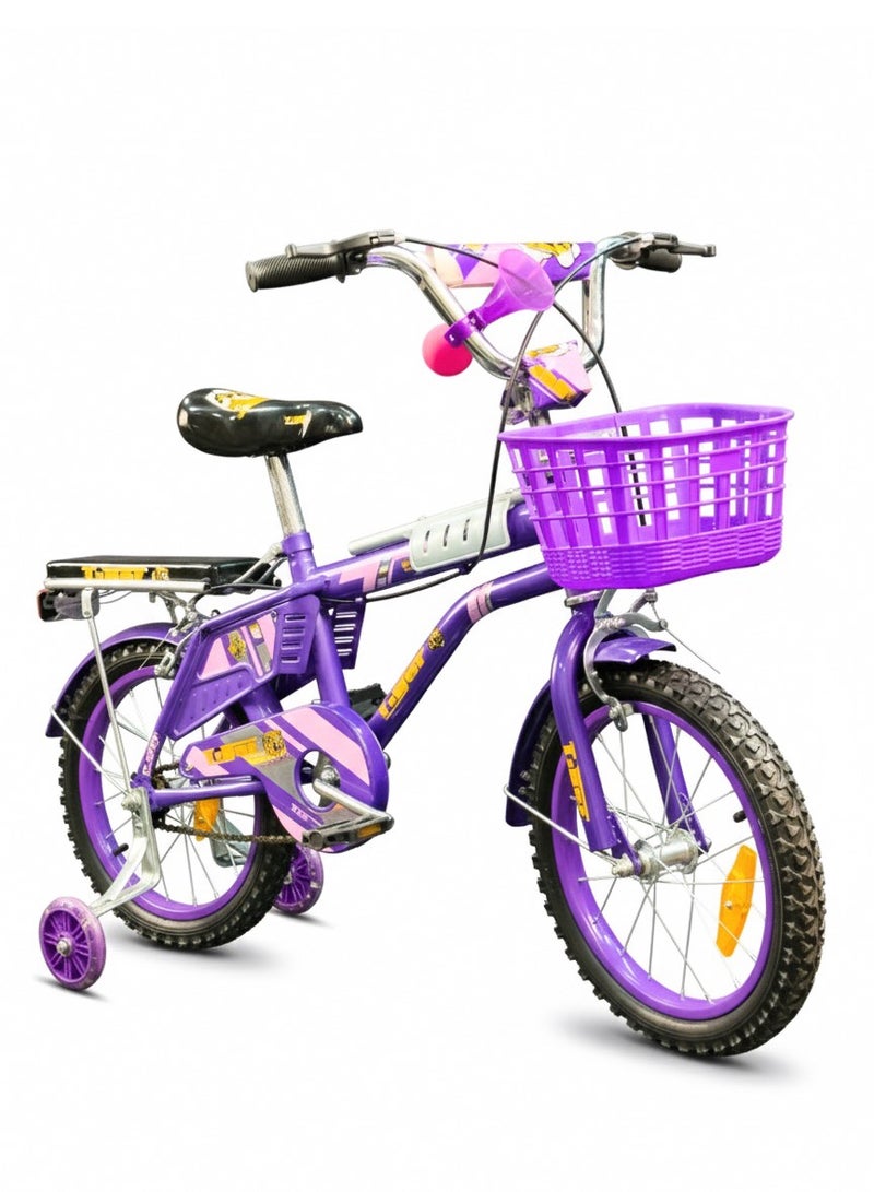 تايجر دراجة أطفال تايجر 16 بوصة مع سلة أمامية وكرسي خلفي – مناسبة للأعمار 4 إلى 7 سنوات - Image 1