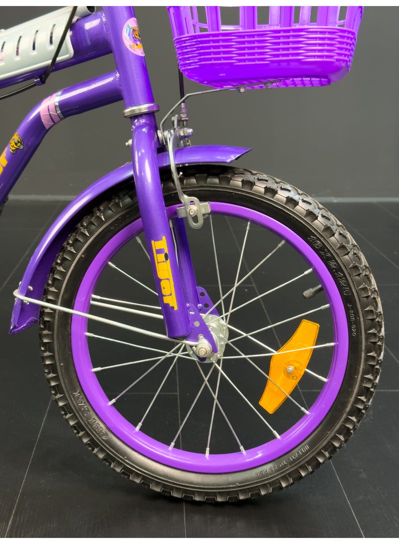 تايجر دراجة أطفال تايجر 16 بوصة مع سلة أمامية وكرسي خلفي – مناسبة للأعمار 4 إلى 7 سنوات - Image 2