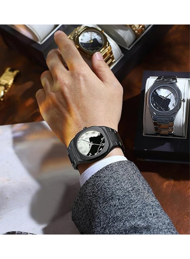 YOUGE Arabic Watch, Black Men's Quartz Watch with Arabic Numerals Dial, Minimalist Octagon Case, 5ATM Waterproof – Perfect Gift for Islamic Watch Enthusiasts - Image 3