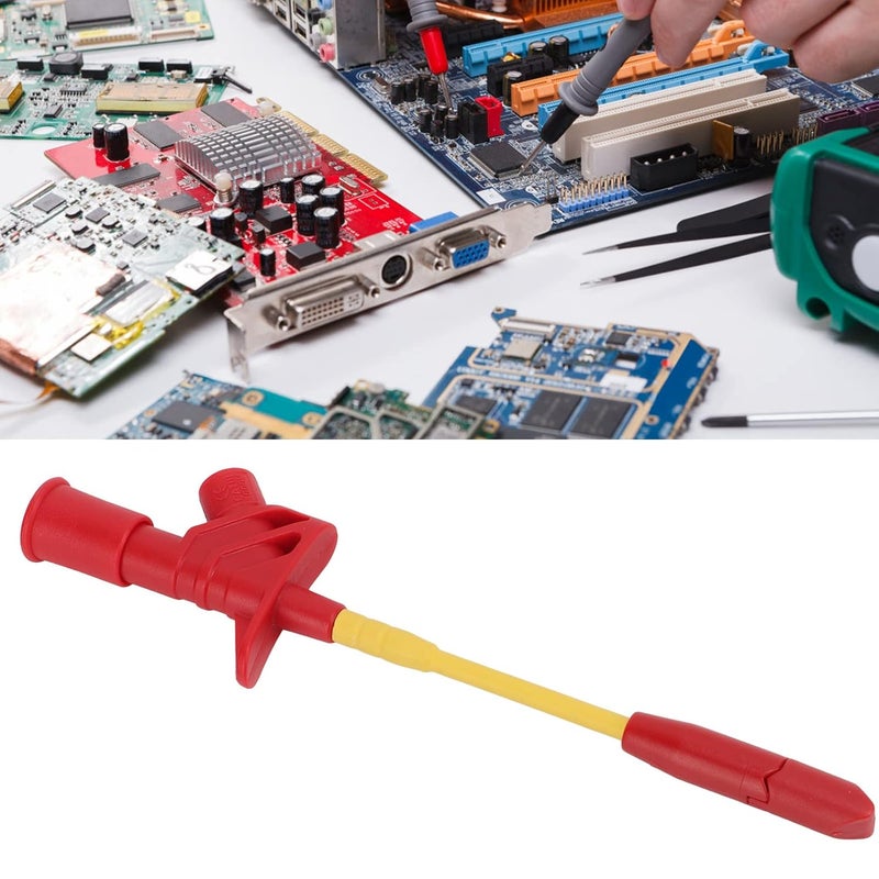 J.30019 4mm Test Hook, Copper Multimeter Mini Grabber with Stainless Steel, Short Circuit Repair Test Hook for Circuit Testing and Voltage Testing (Red) - Image 4