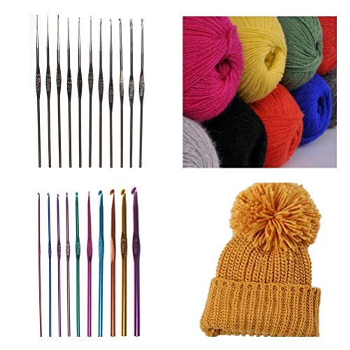 Naitik Creation 22 Pcs Aluminium Crochet Hooks Needle Knitting Needles Set with Purple Case for Beginners, 22 Pieces, Multicolor - Image 3