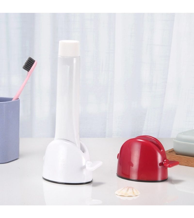 White 2pcs Toothpaste Squeezer Round Clip Minimalist Design For Easy Bathroom Use - Image 1