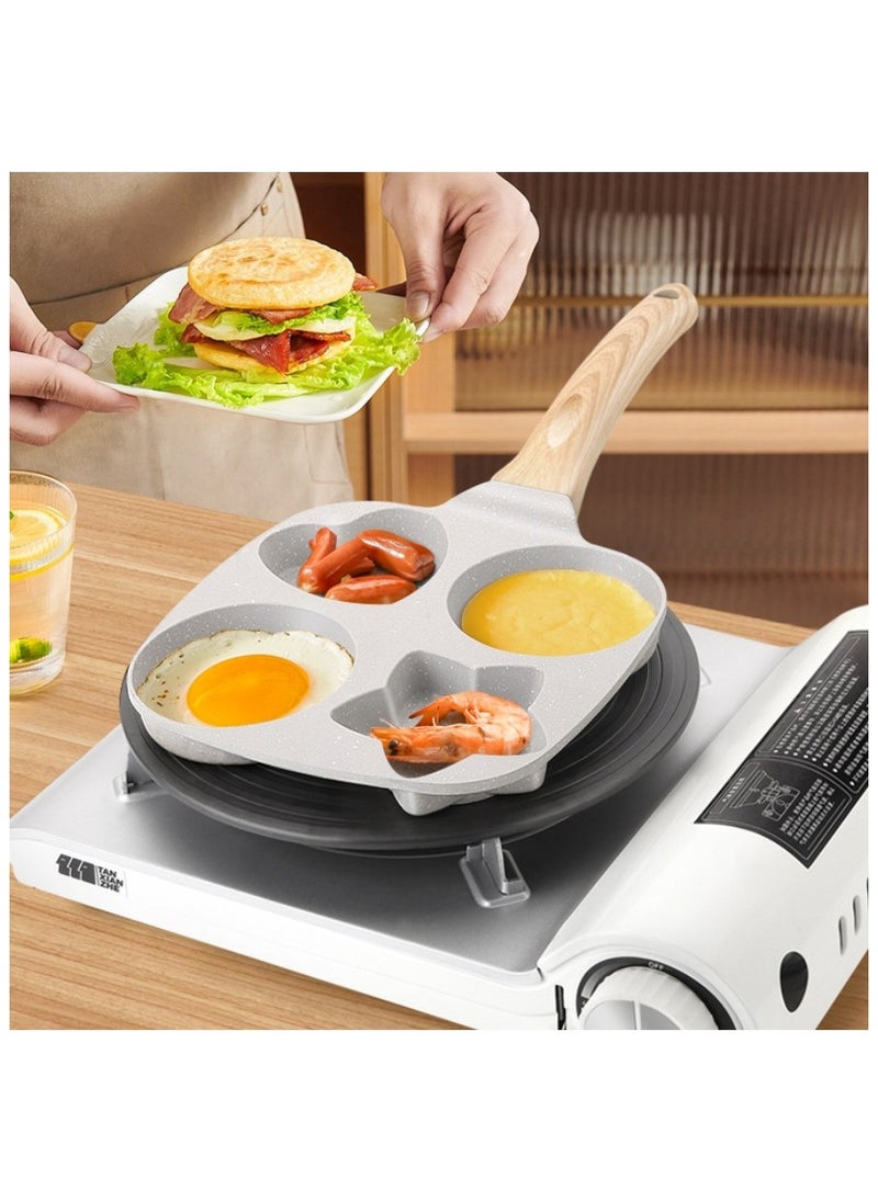 Generic - The Egg Frying Pan Is Non-Stick. It Is An Aluminum Alloy Pan For Making Breakfast Pancakes. The Egg Hamburger Frying Pan Comes With A Wooden Handle And Is Suitable For Gas Stoves, Induction Cookers, Etc. - Image 1
