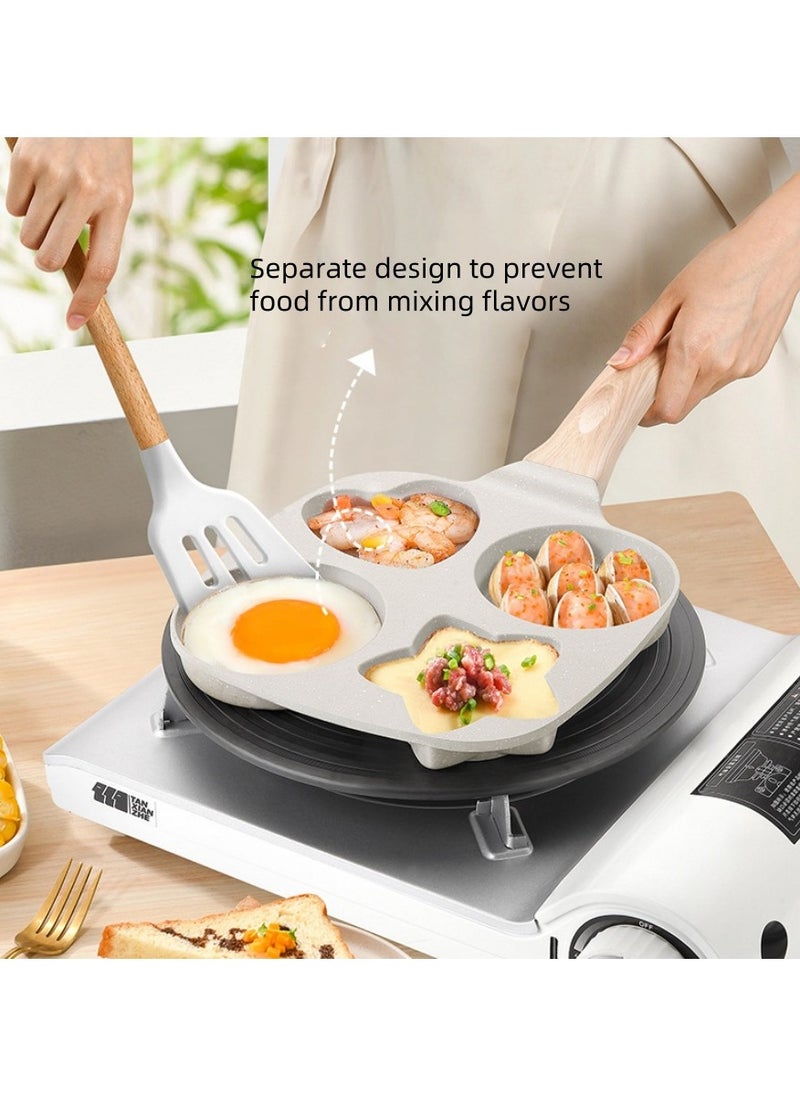Generic - The Egg Frying Pan Is Non-Stick. It Is An Aluminum Alloy Pan For Making Breakfast Pancakes. The Egg Hamburger Frying Pan Comes With A Wooden Handle And Is Suitable For Gas Stoves, Induction Cookers, Etc. - Image 1