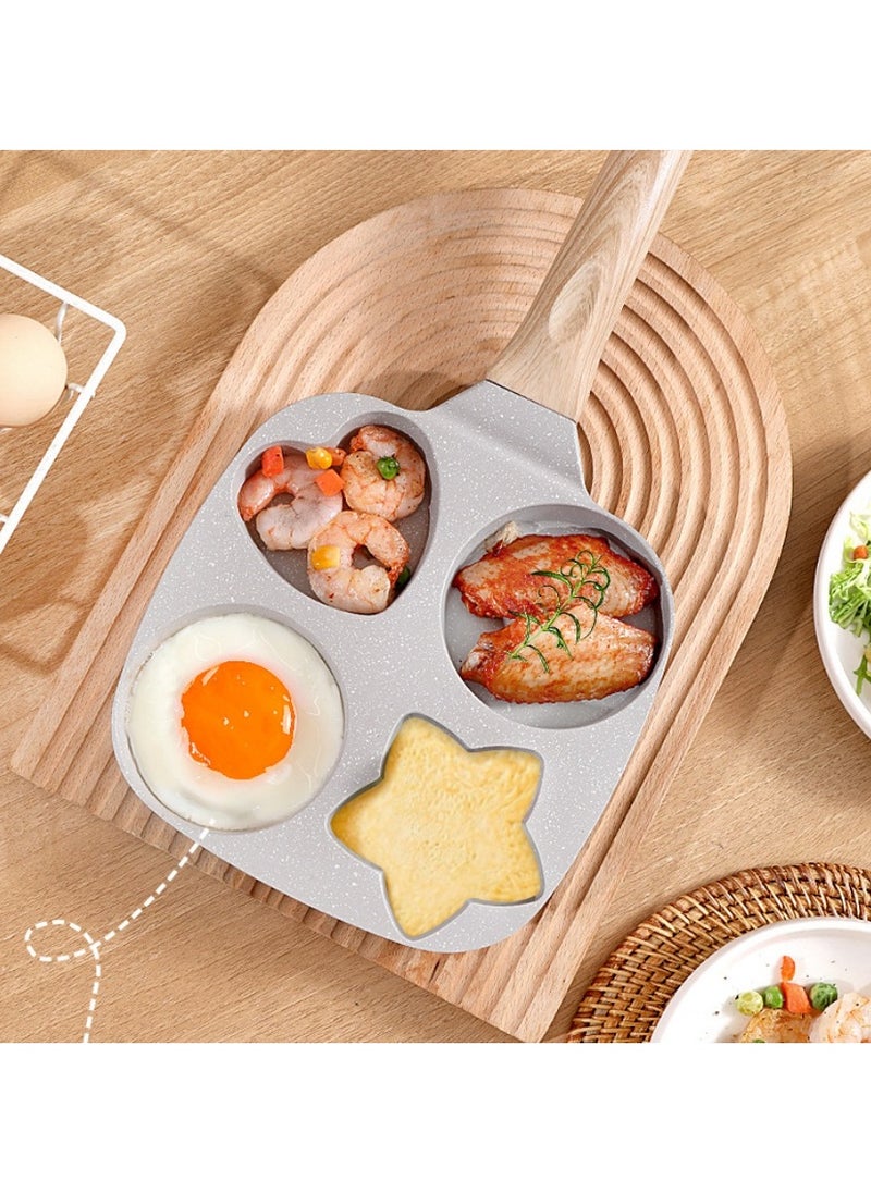 Generic - The Egg Frying Pan Is Non-Stick. It Is An Aluminum Alloy Pan For Making Breakfast Pancakes. The Egg Hamburger Frying Pan Comes With A Wooden Handle And Is Suitable For Gas Stoves, Induction Cookers, Etc. - Image 1