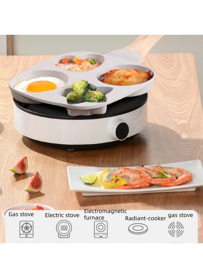 Generic - The Egg Frying Pan Is Non-Stick. It Is An Aluminum Alloy Pan For Making Breakfast Pancakes. The Egg Hamburger Frying Pan Comes With A Wooden Handle And Is Suitable For Gas Stoves, Induction Cookers, Etc. - Image 1