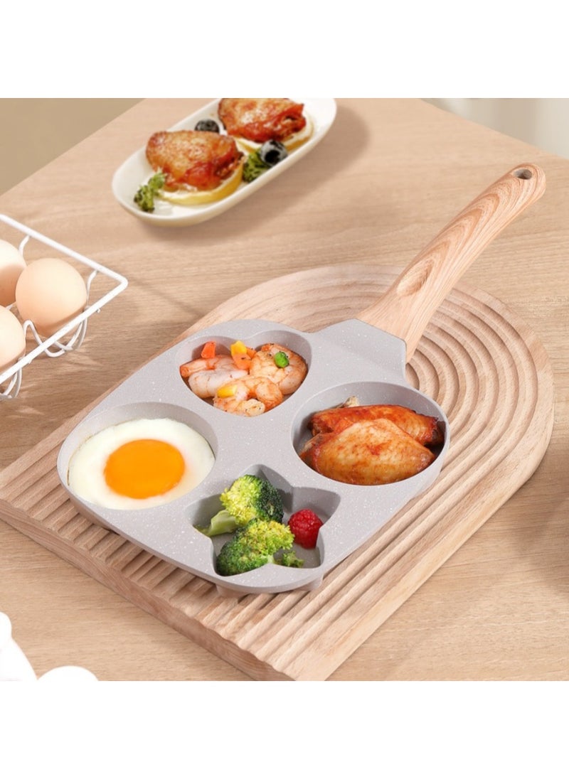 Generic - The Egg Frying Pan Is Non-Stick. It Is An Aluminum Alloy Pan For Making Breakfast Pancakes. The Egg Hamburger Frying Pan Comes With A Wooden Handle And Is Suitable For Gas Stoves, Induction Cookers, Etc. - Image 1