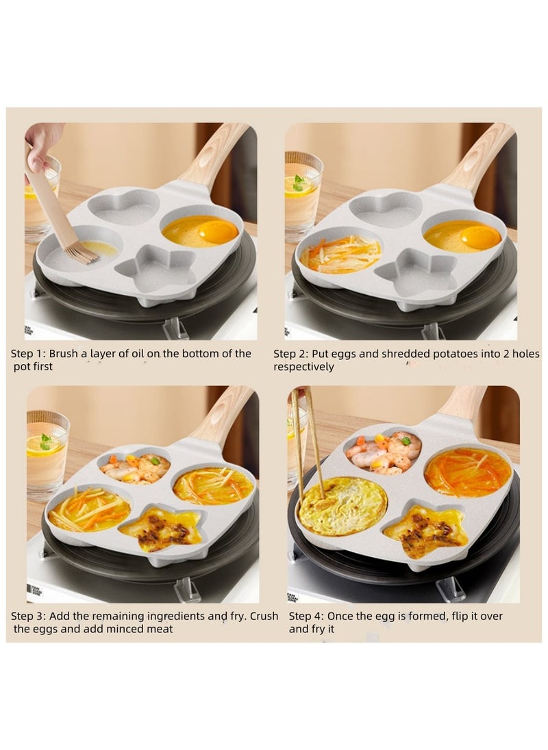 Generic - The Egg Frying Pan Is Non-Stick. It Is An Aluminum Alloy Pan For Making Breakfast Pancakes. The Egg Hamburger Frying Pan Comes With A Wooden Handle And Is Suitable For Gas Stoves, Induction Cookers, Etc. - Image 1