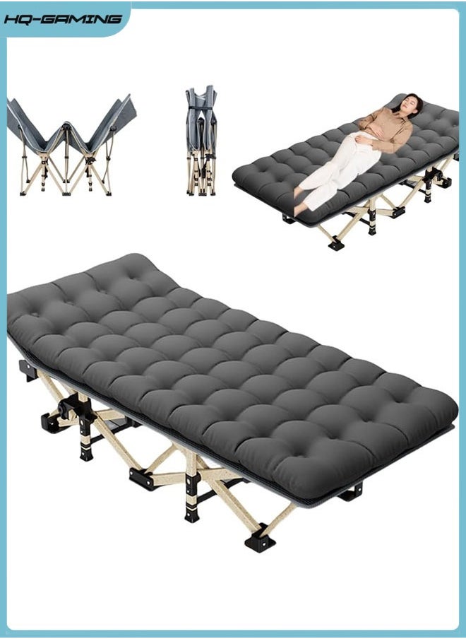 HQ-GAMING - Adjustable Portable Folding Cot Bed,Reclining Lounge Chair Camping Cot Folding Lounge,Adjustable Folding Chaise,Outdoor Patio Lounge Chairs for Outside,Perfect for Patio/Sunbathing/Lunch Break - Image 1