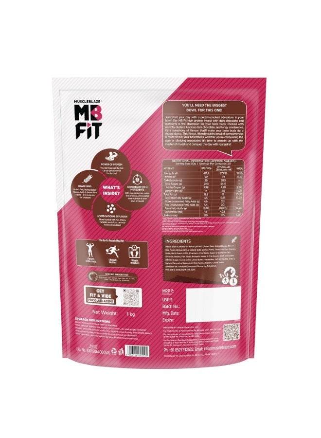 MuscleBlaze Fit High Protein Muesli, Dark Chocolate & Cranberry, 1kg - Image 5