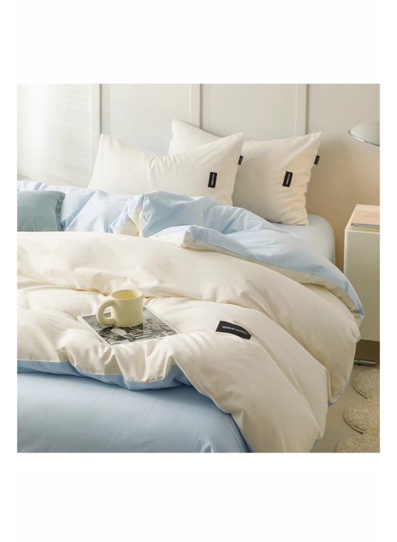 Rewell This Bedding Set Features a Minimalist Style Perfect for Room Décor. It Is Washable and Includes One Duvet Cover (220*240 Cm), One Sheet (230*245 Cm), And Two Pillowcases (48*74 Cm). Available in White and Blue. - Image 2