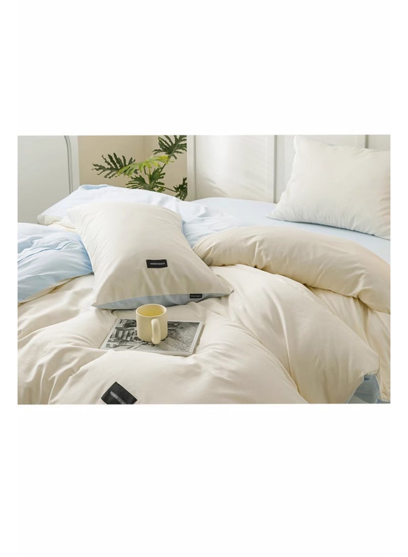 Rewell This Bedding Set Features a Minimalist Style Perfect for Room Décor. It Is Washable and Includes One Duvet Cover (220*240 Cm), One Sheet (230*245 Cm), And Two Pillowcases (48*74 Cm). Available in White and Blue. - Image 3