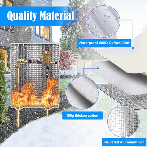 Joramoy Opening Backflow Preventer Pipe Insulation Cover,Irrigation Sprinkler Valve Cover,Water Well Pump Cover,Sturdy 5-Layers Hydrant Cover for Winter Freeze Protection - Image 5
