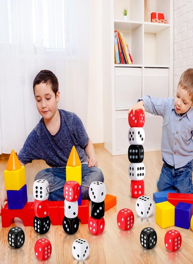 RoundFunny 48 Pcs Foam Dice Stress Ball 1.57 Inch Fake Soft Slow Dot Stress Anxiety Relief Dice Toys for Kids Adults Board Game Casino Decoration Party Toy Favors Supplies (Black, White and Red) - Image 4