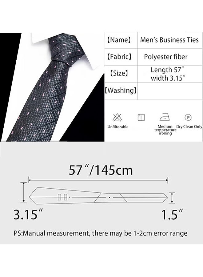 Happy D Men's Formal Necktie, Classic Checkered Pattern Design for Weddings & Formal Events, Elegant Textured Fabric Ties for Shirt and Suit-Black - Image 4