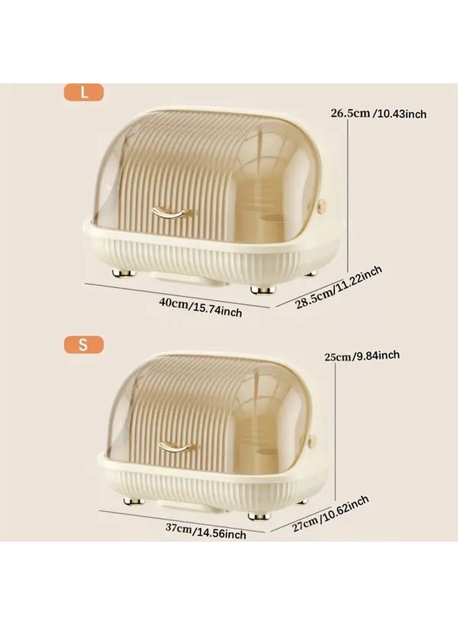 White Compact Dish Rack With Cutting Board Slot Efficient Drainage Space Saving - Image 3