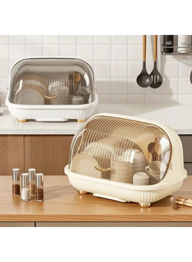White Compact Dish Rack With Cutting Board Slot Efficient Drainage Space Saving - Image 2