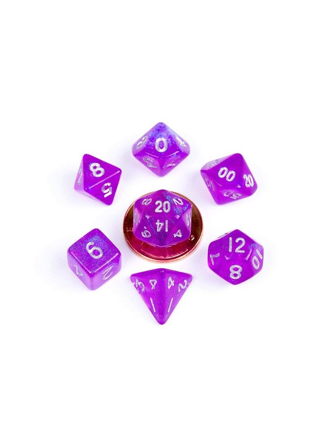 Metallic Dice Games مجموعة نرد بولي مصغرة 10 مم باللون الأرجواني المتلألئ - Image 2