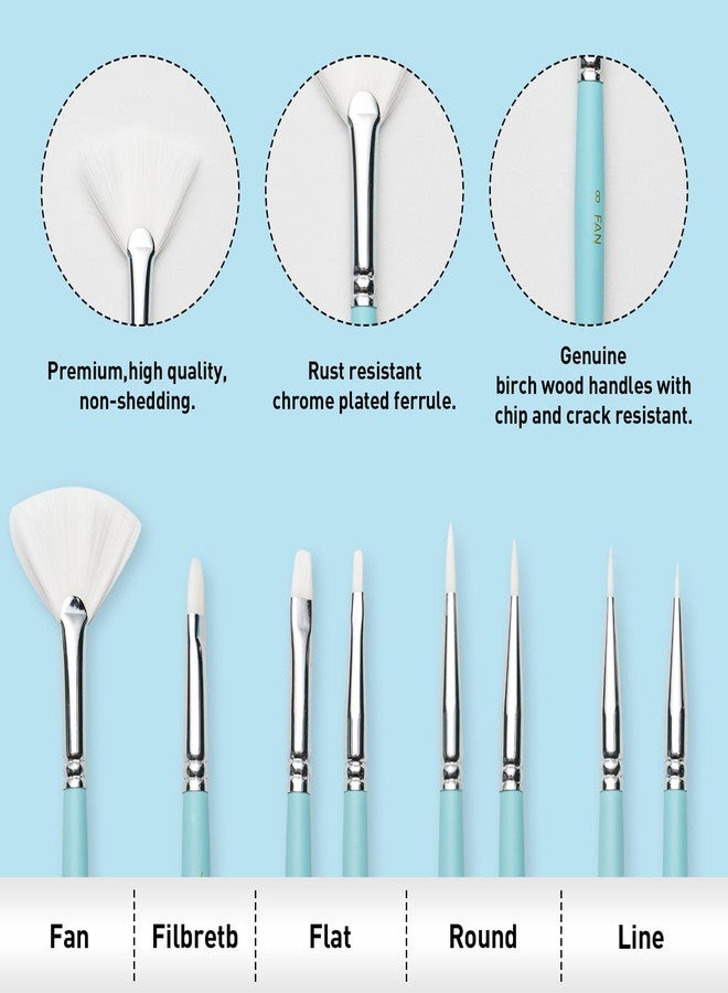 HIMI Paint Brushes Set 8 Pcs for Acrylic Oil Gouache/Watercolor Paint, Interesting Designed Nice Gift for Art hobbyist Beginners Artists (Blue,8Pcs) - Image 3