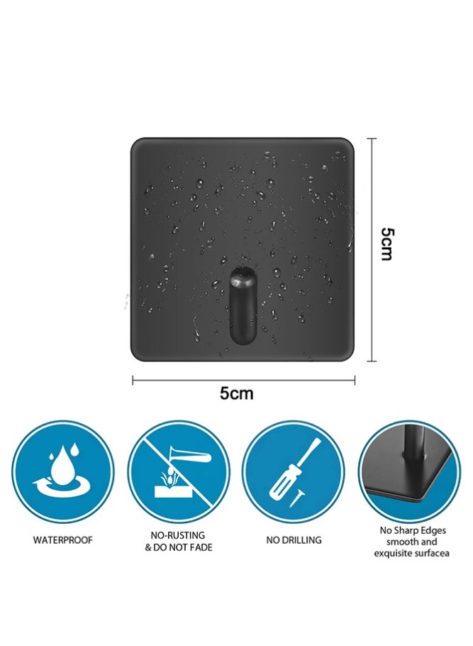 Fasola Black Wall Hooks Self Adhesive 12 Pack, Heavy Duty Stainless Steel Towel Hooks, Waterproof and Rustproof for Bathrooms, Kitchens, Lavatories, Closets & Doors Hang Coats, Keys, Clothes - Image 2