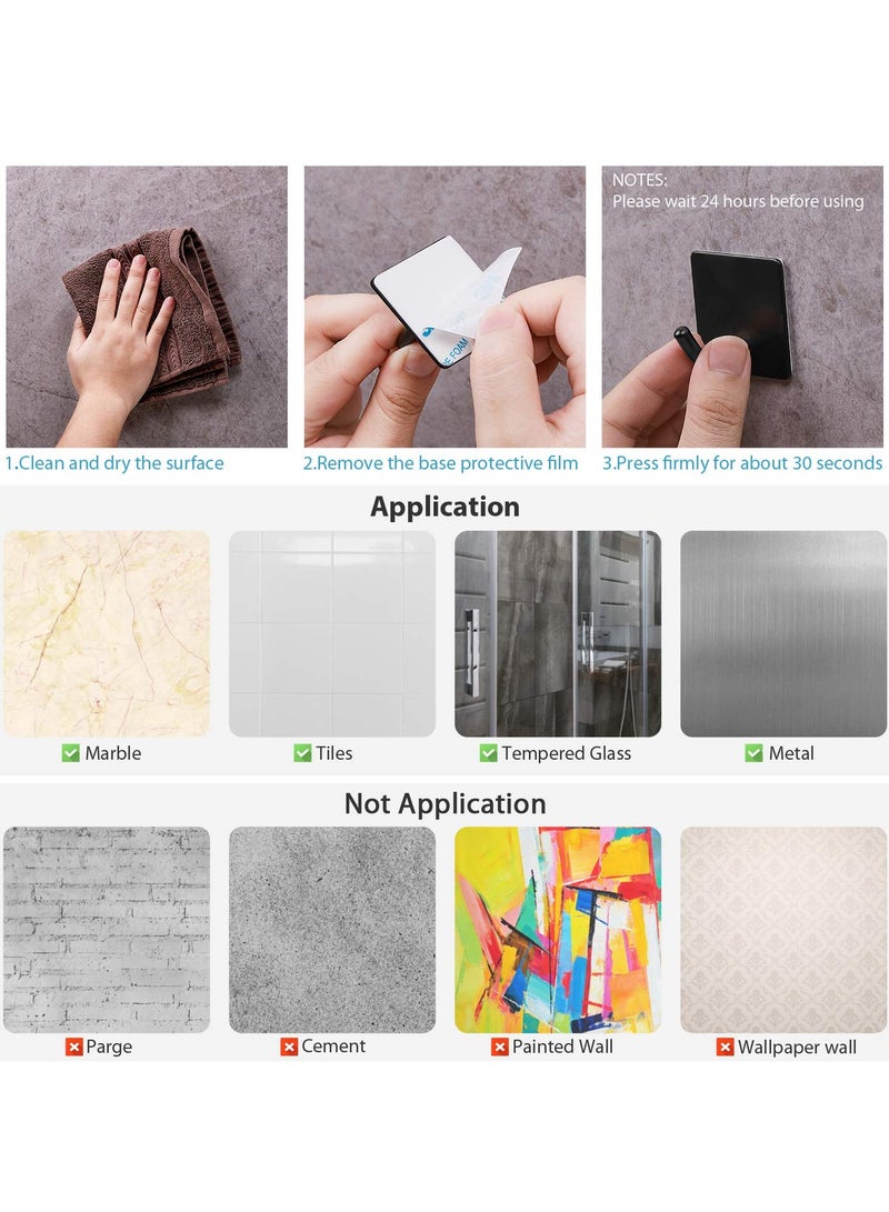 Fasola Black Wall Hooks Self Adhesive 12 Pack, Heavy Duty Stainless Steel Towel Hooks, Waterproof and Rustproof for Bathrooms, Kitchens, Lavatories, Closets & Doors Hang Coats, Keys, Clothes - Image 3