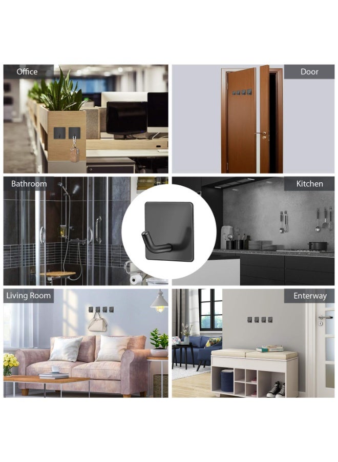 Fasola Black Wall Hooks Self Adhesive 12 Pack, Heavy Duty Stainless Steel Towel Hooks, Waterproof and Rustproof for Bathrooms, Kitchens, Lavatories, Closets & Doors Hang Coats, Keys, Clothes - Image 5