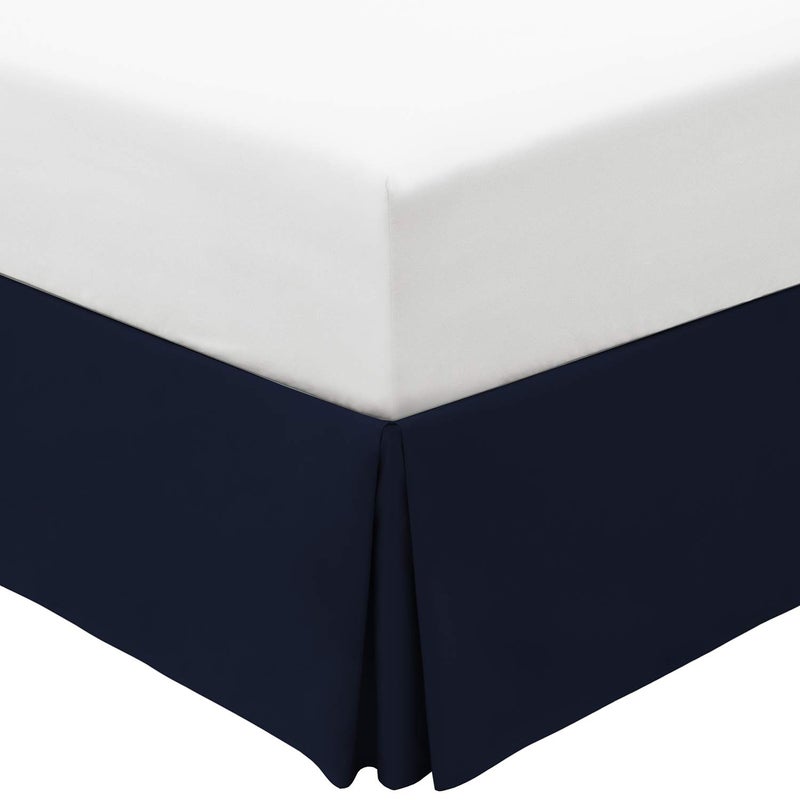 Mellanni Bed Skirt King Size - Bed Frame and Box Spring cover - 15-Inch Tailored Drop Pleated Dust Ruffle - Luxury Bedding - Easy Fit  Wrinkle  Fade  Stain Resistant - 1 Bedskirt (King  Navy Blue) - Image 5