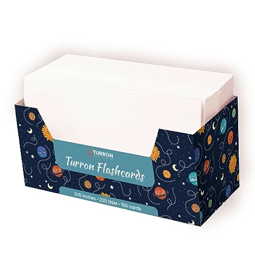 Turron Unpunched Blank Index Flash Cards (150, White, 3 x 5 Inch, Dotted) - Image 1