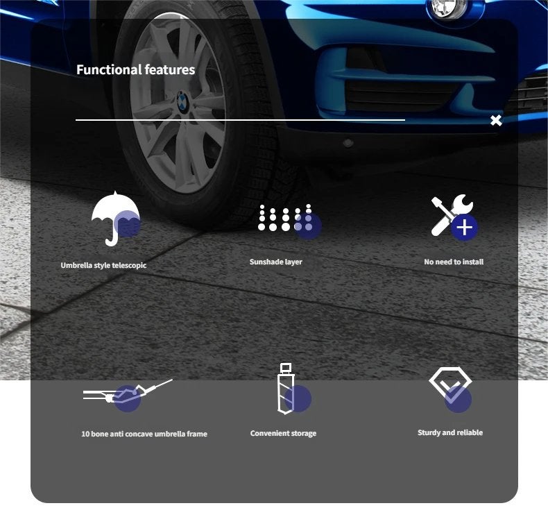 مظلة شمسية قابلة للطي لواقط زجاج السيارة الأمامي مع حماية من الأشعة فوق البنفسجية لعزل الحرارة والظل، مناسبة لجميع السيارات - Image 5