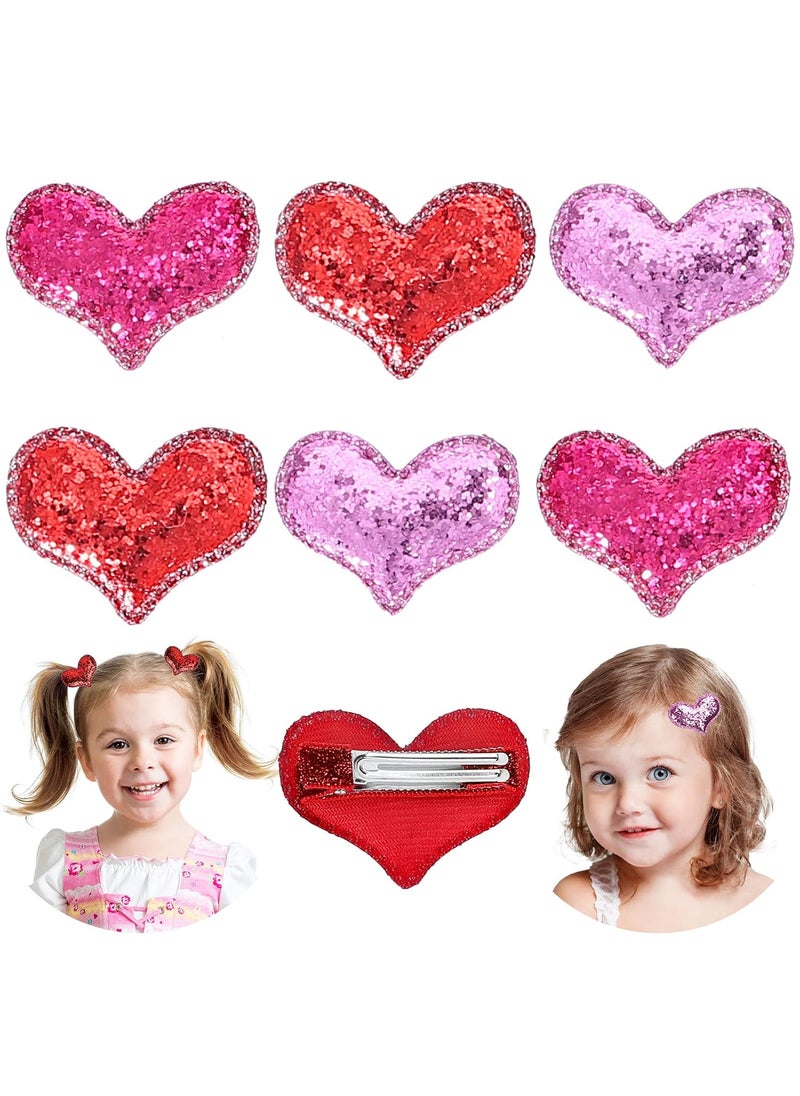 Whaline Whaline 12Pcs Valentine Glitter Sequin Heart Hairpins for Girls Sparkly Hair Grips Accessories Red Rose Red Pink for Girls Toddlers Teens Birthday Wedding Party 