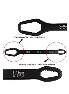 KASTWAVE Universal Double Sided Wrench, Adjustable Spanner, Multifunctional Wrench for DIY Machine & Auto Maintenance,Multi Tool, Self-Tightening Wrench, Anti Corrosion, Open End 8-22 mm.Black  - Image 3