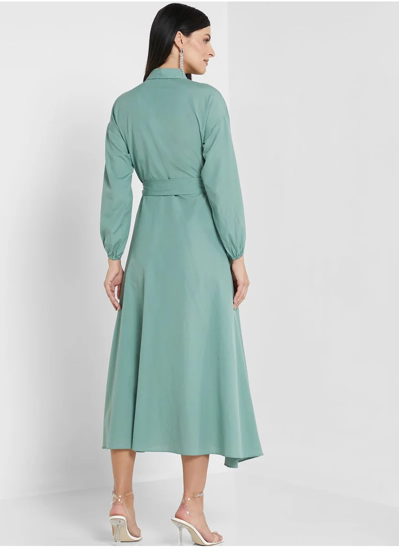 Khizana Collared Solid Dress