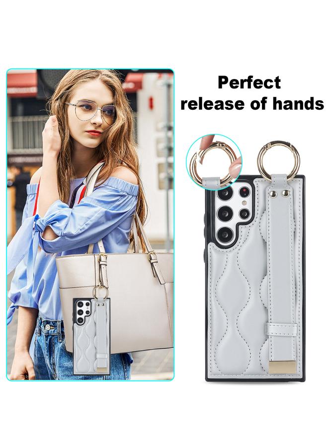 اس-توب جراب لهاتف Samsung Galaxy S22 Ultra، جراب هاتف PU غير قابل للانزلاق مع حلقة تغطية كاملة وسوار معصم - Image 5