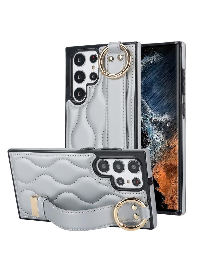 اس-توب جراب لهاتف Samsung Galaxy S22 Ultra، جراب هاتف PU غير قابل للانزلاق مع حلقة تغطية كاملة وسوار معصم - Image 1